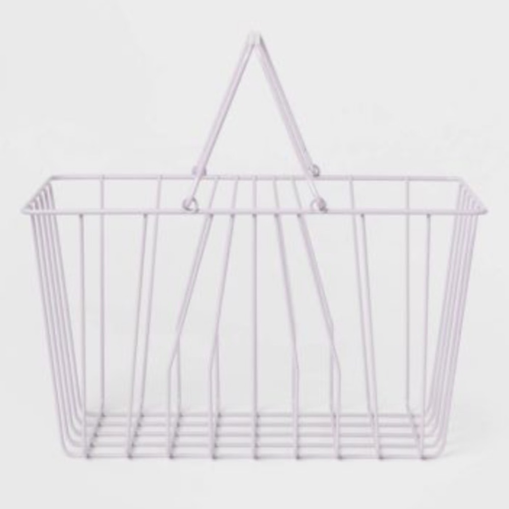 NWT Room Essentials Lavender Metal Basket with Handles
